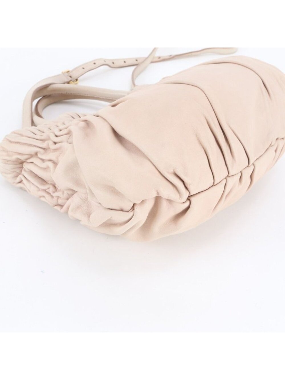 ★SOLD★ Prada Gather Leather 2-Way Shoulder Bag Crossbody Hand Tote Gold - Picture 4 of 8